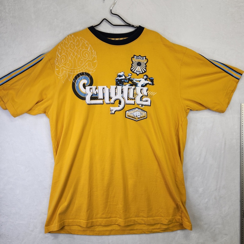 Enyce Mens 3XL Yellow Boxing Graphic T-Shirt Heavyweight Cotton Y2K Streetwear
